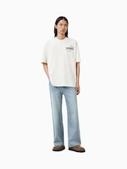 AllSaints White Wavy Short Sleeve Crew 100% Organic Cotton T-Shirt - Image 5 of 6