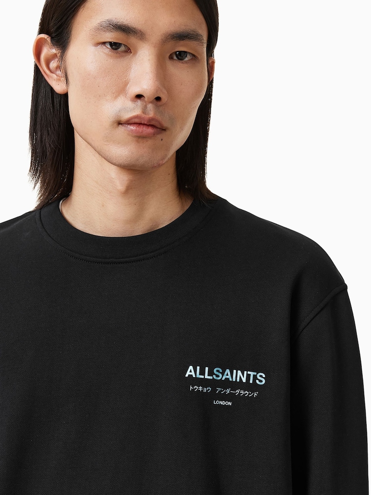 AllSaints Black Underground Cotton Crew Sweatshirt - Image 4 of 7