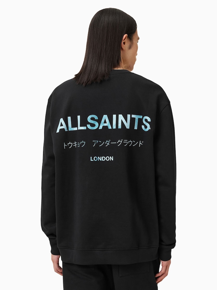 AllSaints Black Underground Cotton Crew Sweatshirt - Image 6 of 7