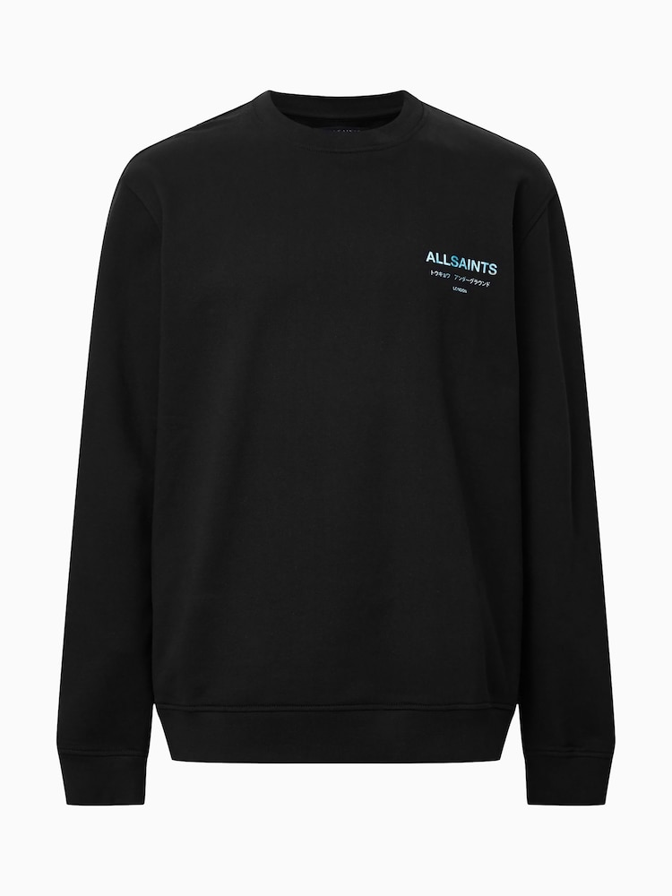 AllSaints Black Underground 100% Organic Cotton Crew Sweatshirt - Image 7 of 7 AllSaints Black Underground 100% Organic Cotton Crew Sweatshirt - Image 7 of 7