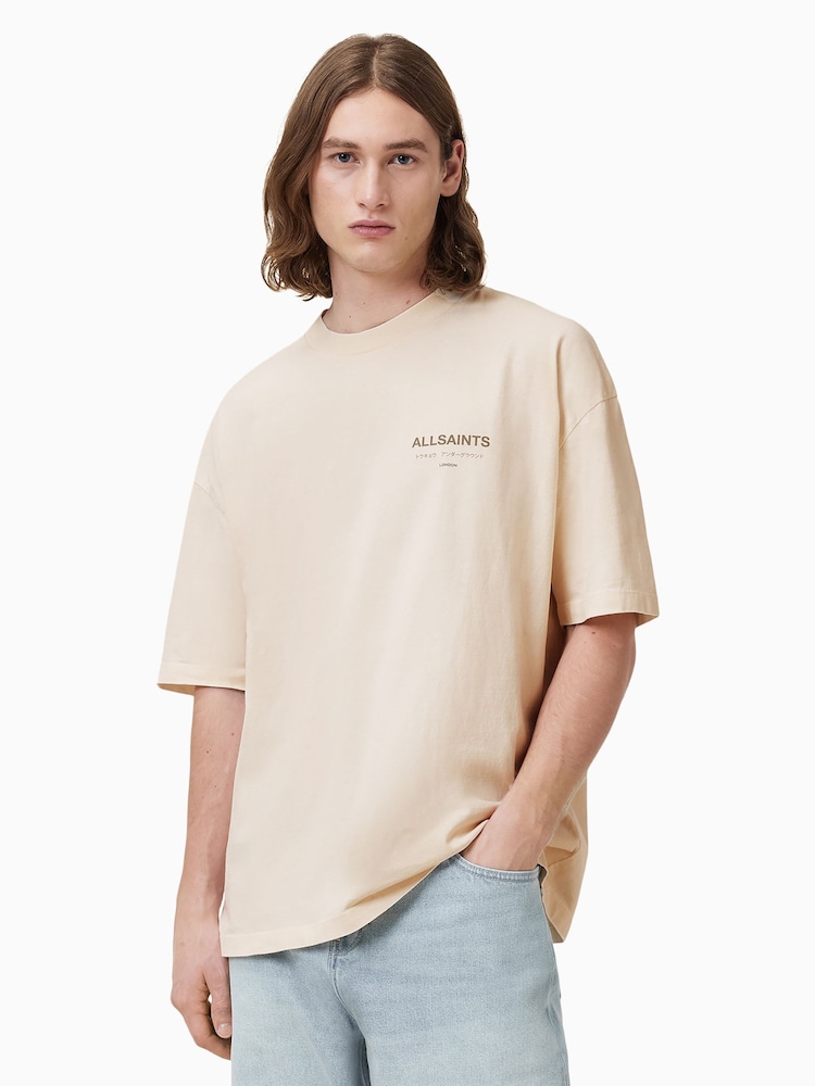 Chalk White - Футболка из 100% хлопка с круглым вырезом Allsaints Underground - Изображение 1 из 7