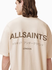 Chalk White - Футболка из 100% хлопка с круглым вырезом Allsaints Underground - Изображение 2 из 7