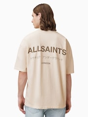 Chalk White - Футболка из 100% хлопка с круглым вырезом Allsaints Underground - Изображение 6 из 7