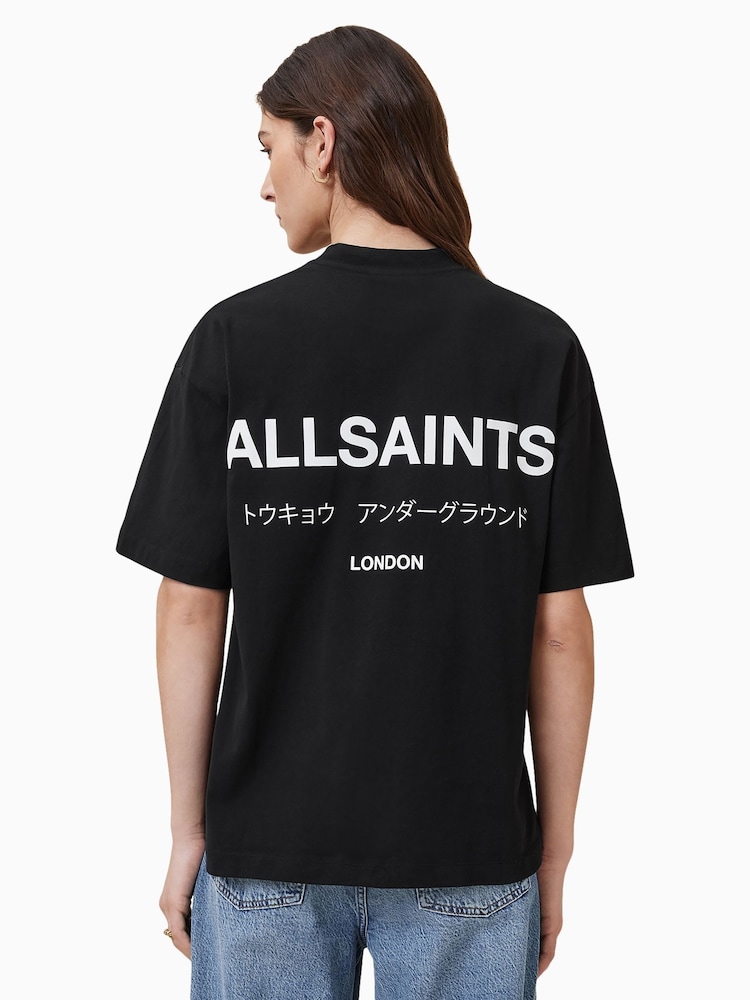 AllSaints Black Chrome Underground Etta 100% Organic Cotton T-Shirt - Image 2 of 10