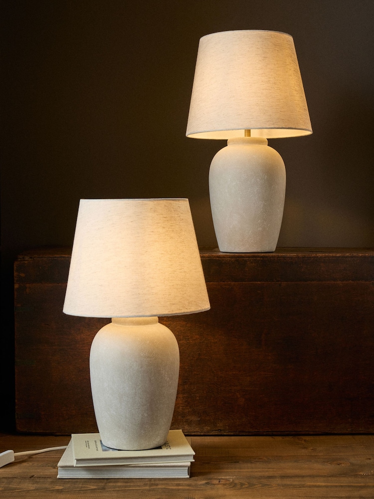 The Set 2 Pack Grey /Ecru Textured Ceramic Table Lamp - Image 1 of 5 The Set 2 Pack Grey /Ecru Textured Ceramic Table Lamp - Image 1 of 5