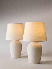 The Set 2 Pack Grey /Ecru Textured Ceramic Table Lamp - Image 3 of 5