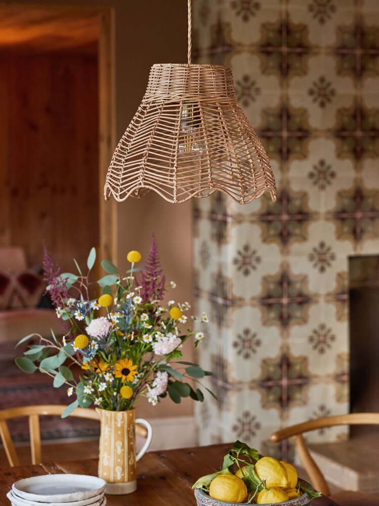 FatFace Natural Scalloped Edge Rattan Easy Fit Light Shade - Image 2 of 5