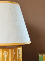 FatFace Ochre Yellow Woodblock Print Ceramic Table Lamp - Image 5 of 7