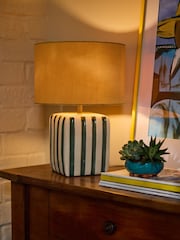FatFace Orange/White Ceramic Stripe Table Light - Image 1 of 6