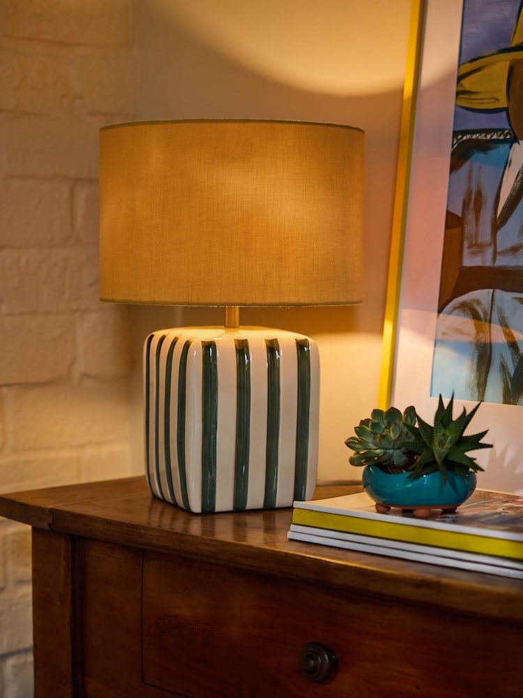 FatFace Orange/White Ceramic Stripe Table Light - Image 1 of 6