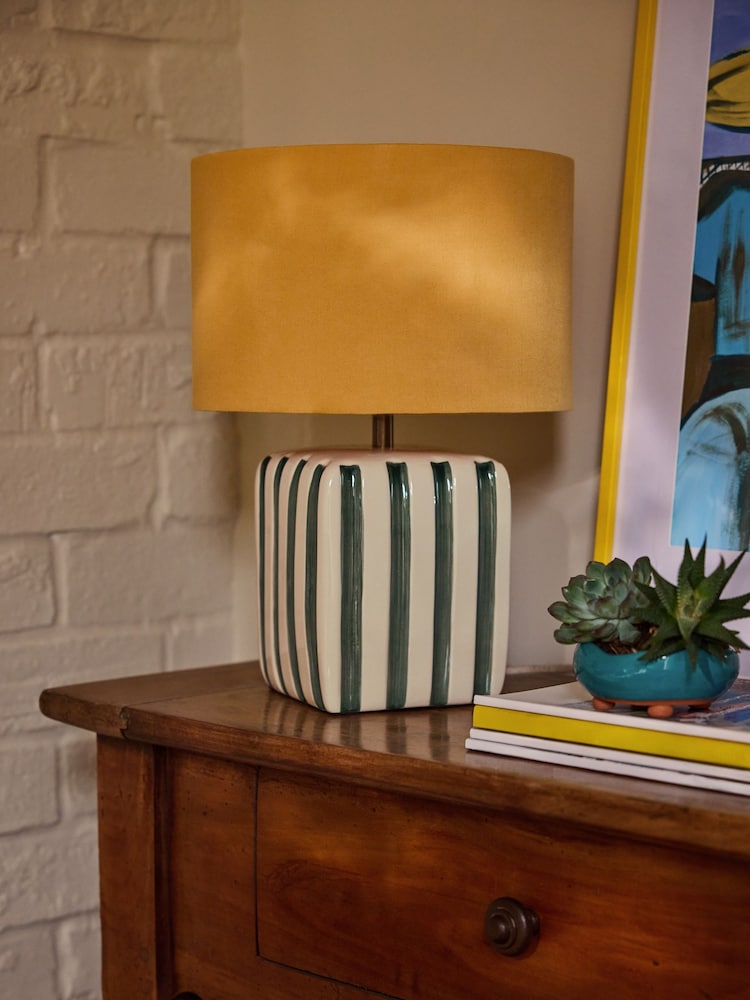 FatFace Orange/White Ceramic Stripe Table Light - Image 2 of 6
