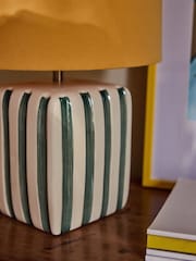 FatFace Orange/White Ceramic Stripe Table Light - Image 3 of 6
