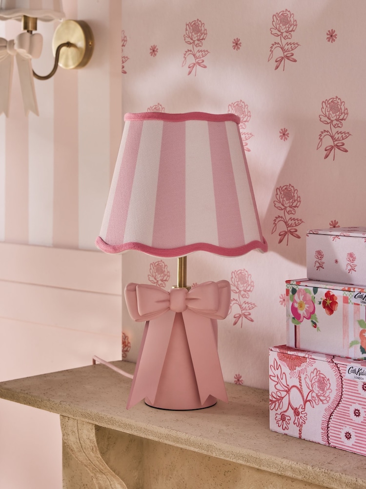 Cath Kidston Pink/White Cream Canopy Bow Table Lamp - Image 2 of 5 Cath Kidston Pink/White Cream Canopy Bow Table Lamp - Image 2 of 5