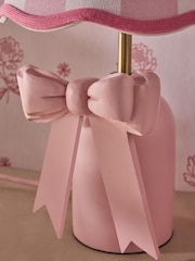 Cath Kidston Pink/White Cream Canopy Bow Table Lamp - Image 3 of 5