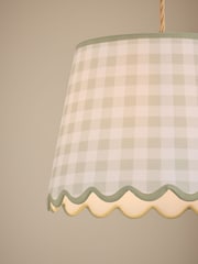 Jojo Maman Bébé Green/Ecru Easy Fit Gingham Scallop Shade Ceiling Light - Image 3 of 5