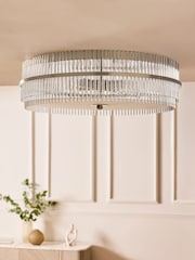 Lipsy Brushed Silver Large Flush Ceiling Light - Image 1 of 5