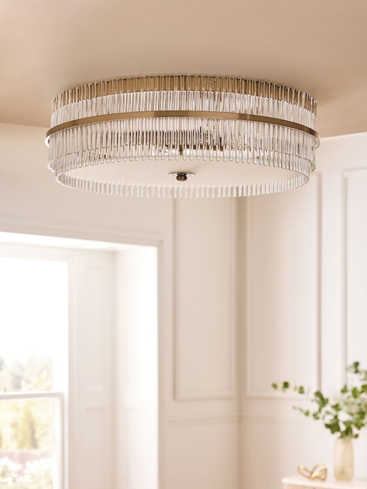 Lipsy Gold Large Flush Ceiling Light - Image 2 of 5 Lipsy Gold Large Flush Ceiling Light - Image 2 of 5