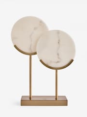 Lipsy Brass Rechargable Marble Effect Disc Table Lamp - Image 6 of 6