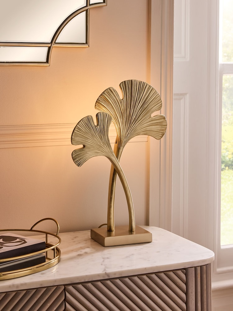 Lipsy Brass Ginkgo Leaf Table Lamp - Image 2 of 5