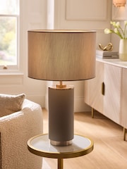 Lipsy Grey Faux Leather Table Lamp - Image 1 of 4