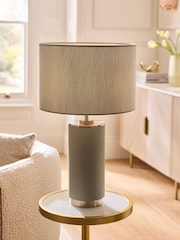 Lipsy Grey Faux Leather Table Lamp - Image 2 of 4