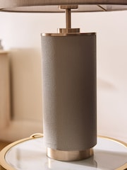 Lipsy Grey Faux Leather Table Lamp - Image 4 of 4