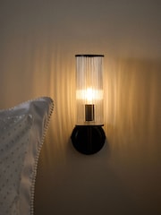 The Set 2 Pack Black Ribbed Glass Wall Lights - Image 4 of 6
