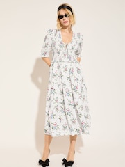 Baukjen Melania Bouquet Smock White Midi Dress - Imagen 1 de 6