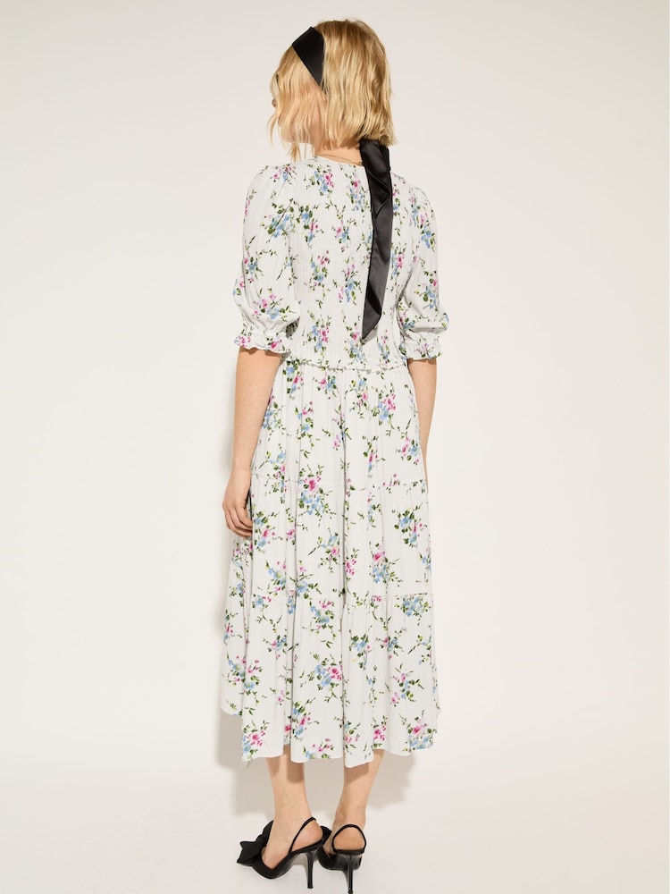 Baukjen Melania Bouquet Smock White Midi Dress - Imagen 2 de 6