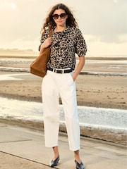 Baukjen Reece Stretch Barrel Leg Cargo White Jeans - Image 1 of 3