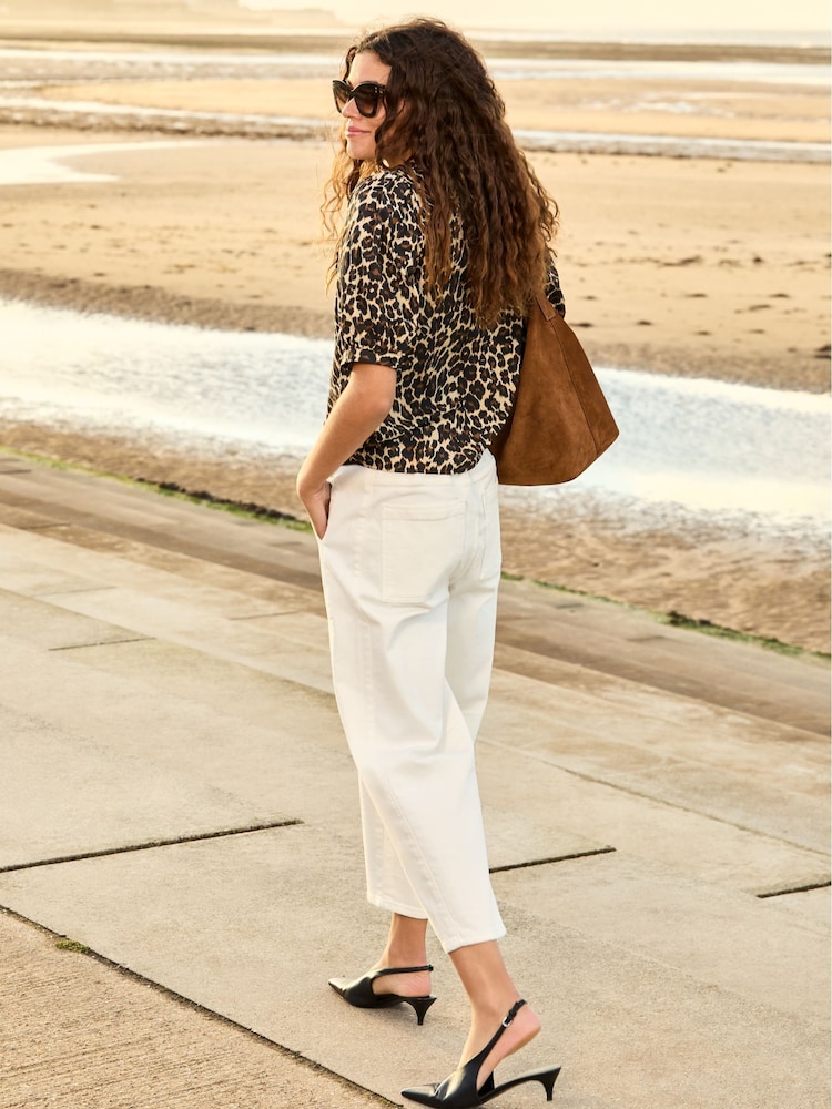Baukjen Reece Stretch Barrel Leg Cargo White Jeans - Image 2 of 3