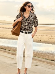 Baukjen Reece Stretch Barrel Leg Cargo White Jeans - Image 3 of 3