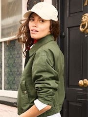 Baukjen Green Elowen Organic Cotton Cropped Bomber Jacket - Image 2 of 4