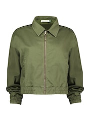 Baukjen Green Elowen Organic Cotton Cropped Bomber Jacket - Image 4 of 4