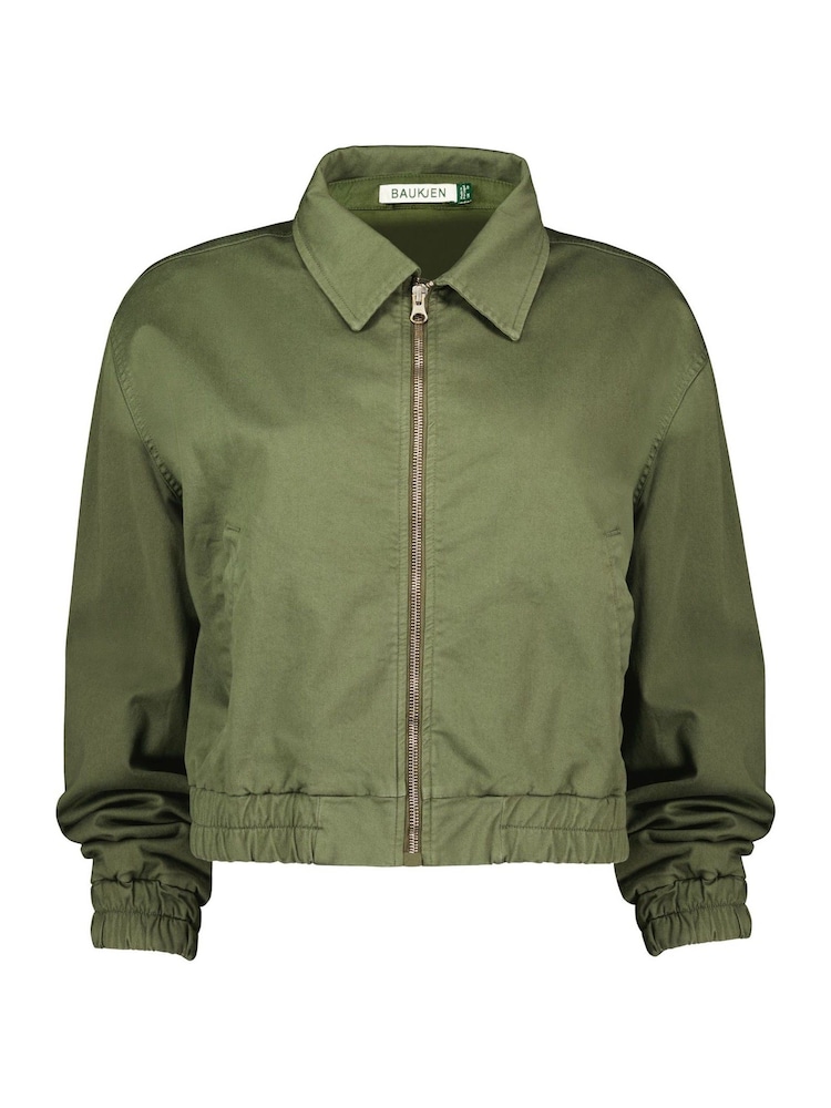 Baukjen Green Elowen Organic Cotton Cropped Bomber Jacket - Image 4 of 4