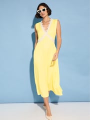 Baukjen Marcella Satin Yellow Midi Dress - Image 1 of 3