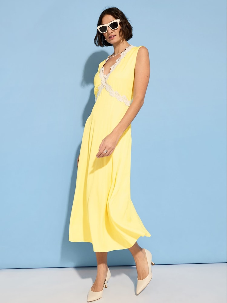 Baukjen Marcella Satin Yellow Midi Dress - Image 2 of 3