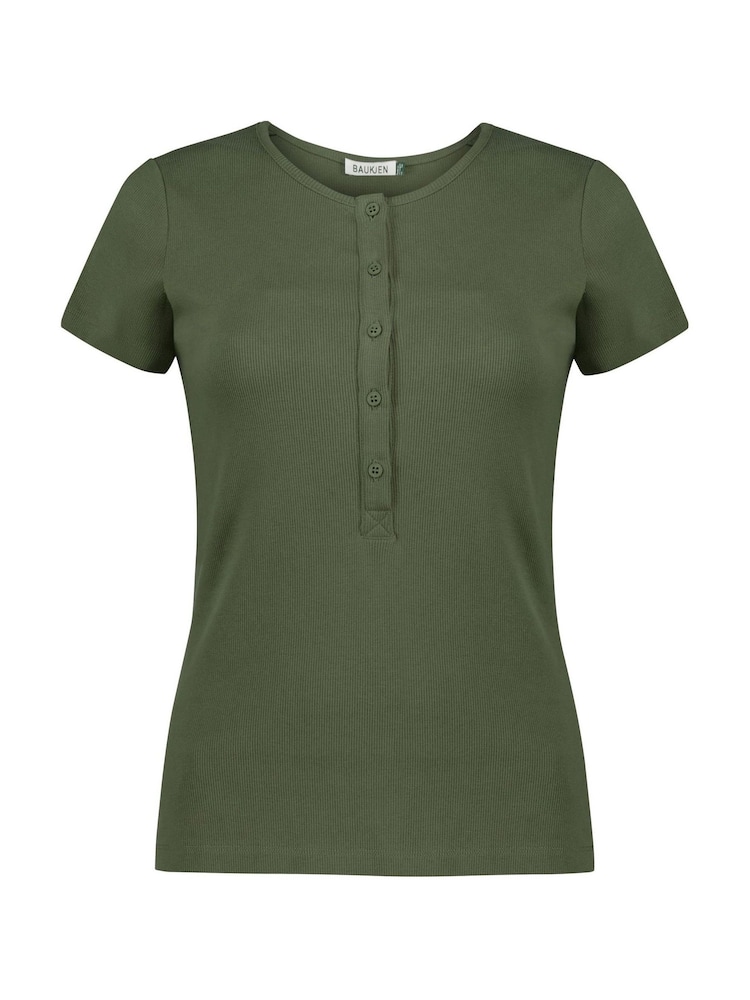 Baukjen Green Kikki Cap Sleeve Henley Top - Image 4 of 4