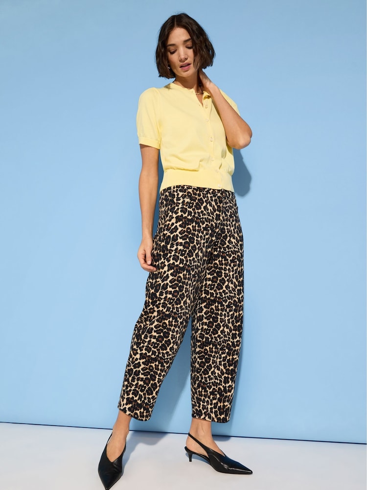 Baukjen Kelsey Stretch Denim Printed Barrel Brown Leopard Print Jeans - Image 2 of 5