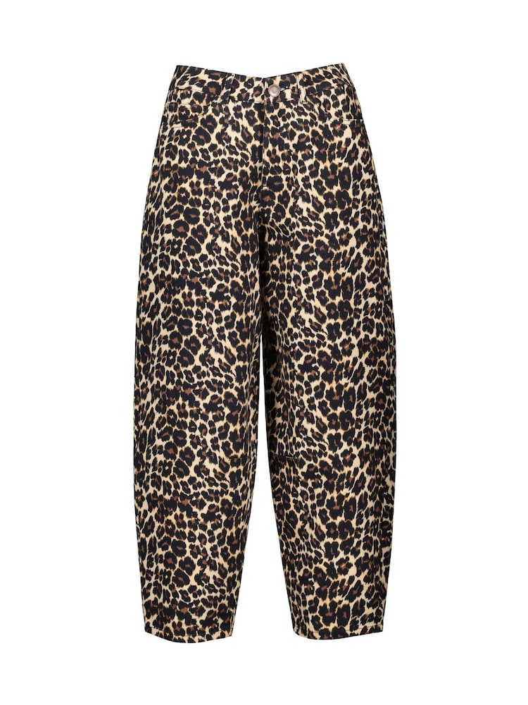 Baukjen Kelsey Stretch Denim Printed Barrel Brown Leopard Print Jeans - Image 5 of 5