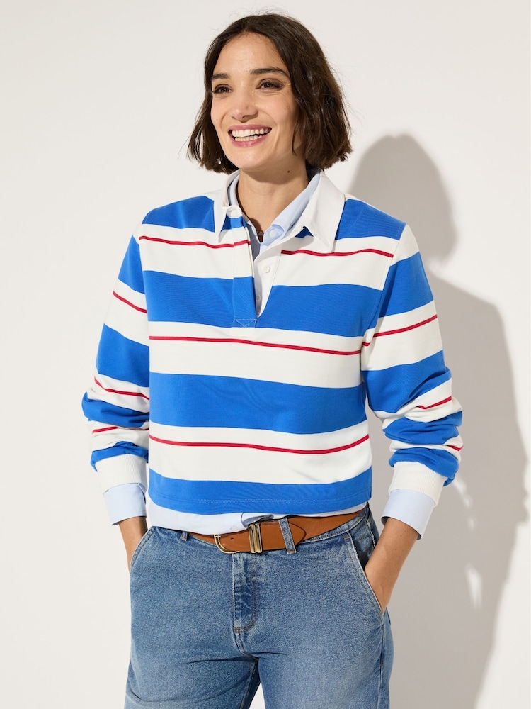 Baukjen Blue Bluebell Cropped Rugby T-Shirt Azure - Image 1 of 4