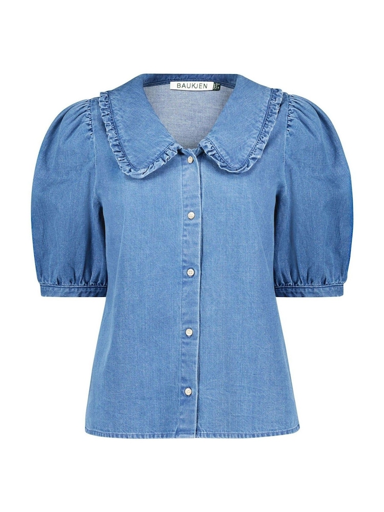 Baukjen Blue 100% Cotton Dani Denim Collar Blouse - Image 5 of 5
