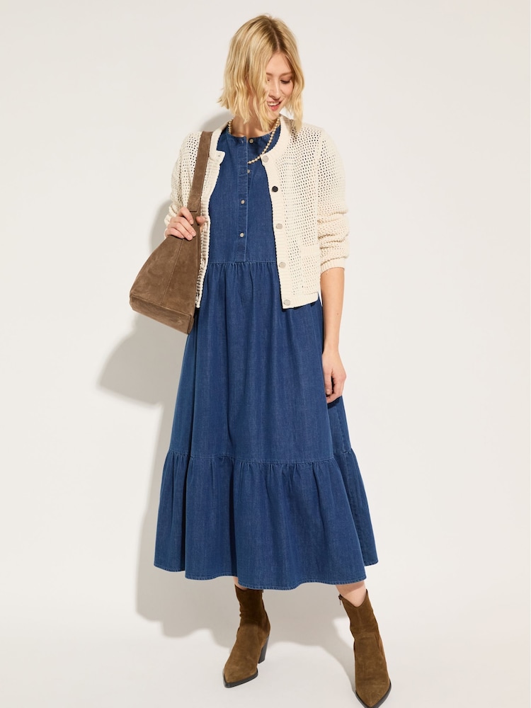 Baukjen Blue Clementina Denim 100%  Cotton Midi Dress - Image 2 of 5