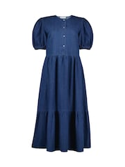 Baukjen Blue Clementina Denim 100%  Cotton Midi Dress - Image 5 of 5