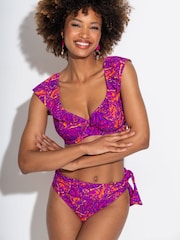Pour Moi Purple Bermuda Tie Foldover Briefs - Image 1 of 4