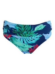 Pour Moi Blue Roll Top Kefalonia Foldover Bikini Briefs - Image 3 of 4