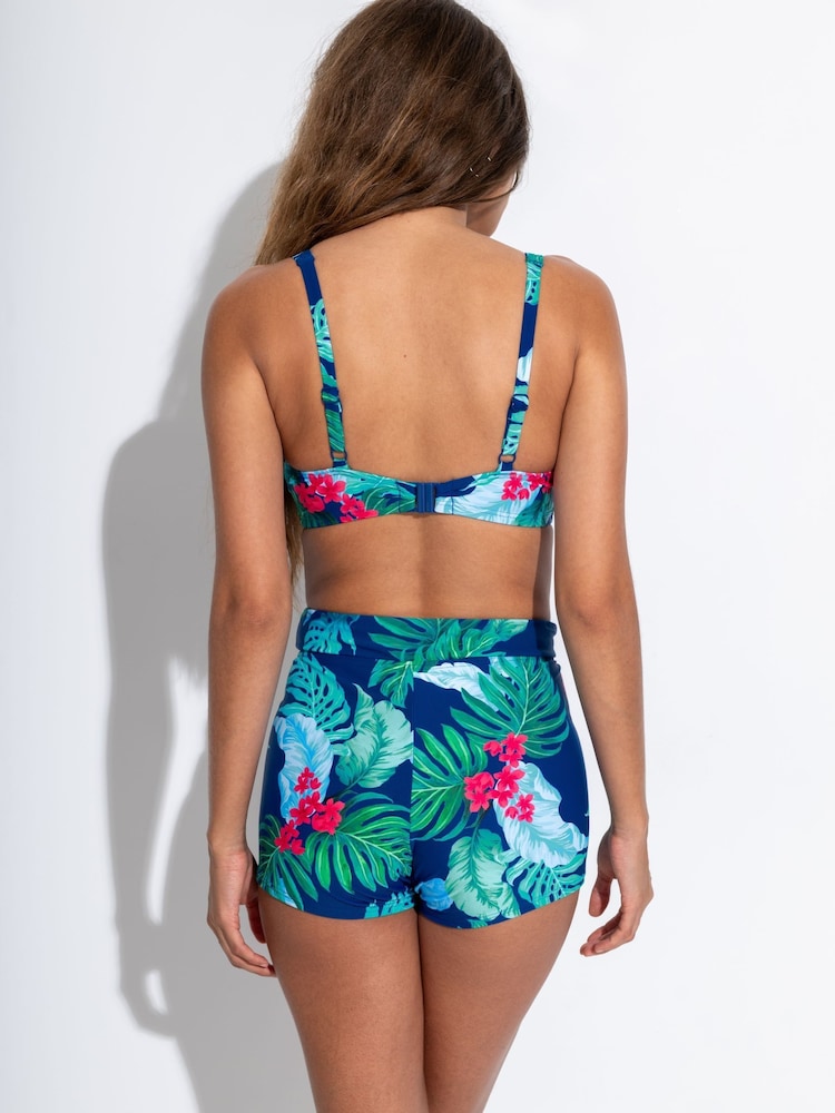 Pour Moi Blue High Waist Kefalonia Foldover Bikini Bottoms - Image 2 of 4