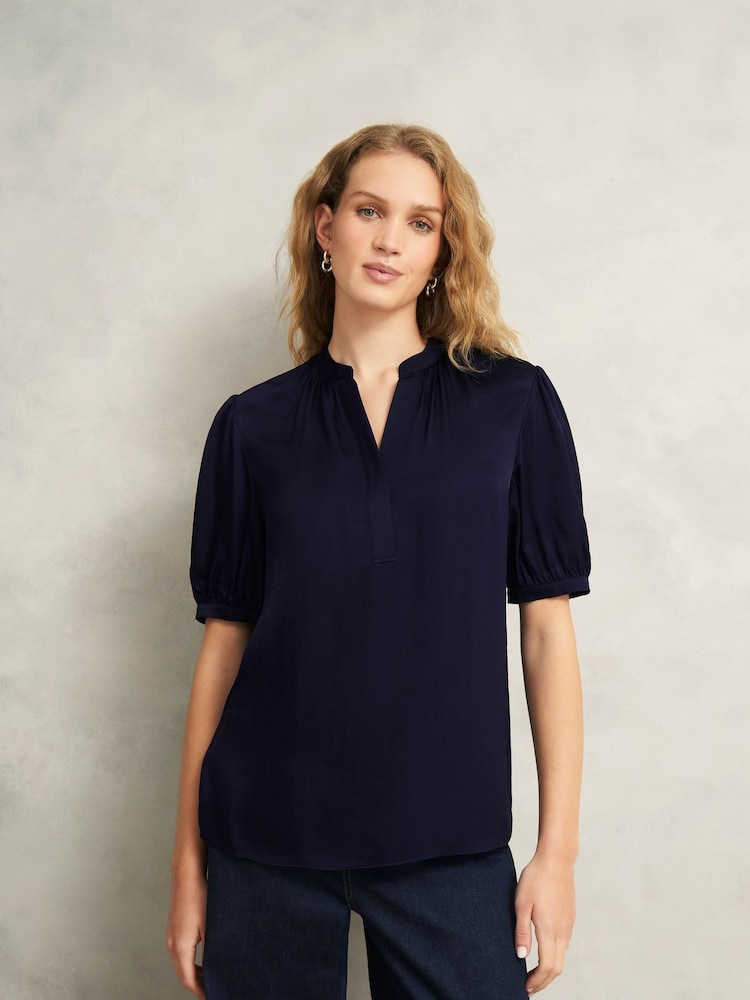 Hobbs Blue Anastasia Blouse - Image 1 of 4 Hobbs Blue Anastasia Blouse - Image 1 of 4