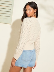 Friends Like These Ivory Bobble Stitch Cardigan - Image 4 of 4