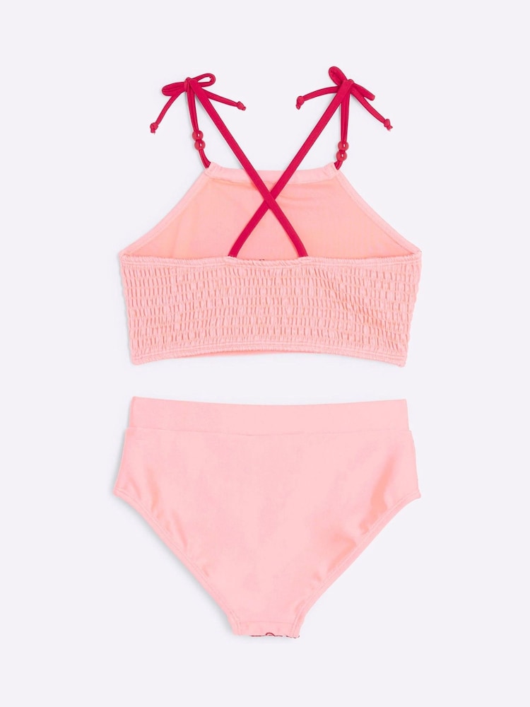 River Island Pink Girls Palm Embroidery Bikini - Image 2 of 4